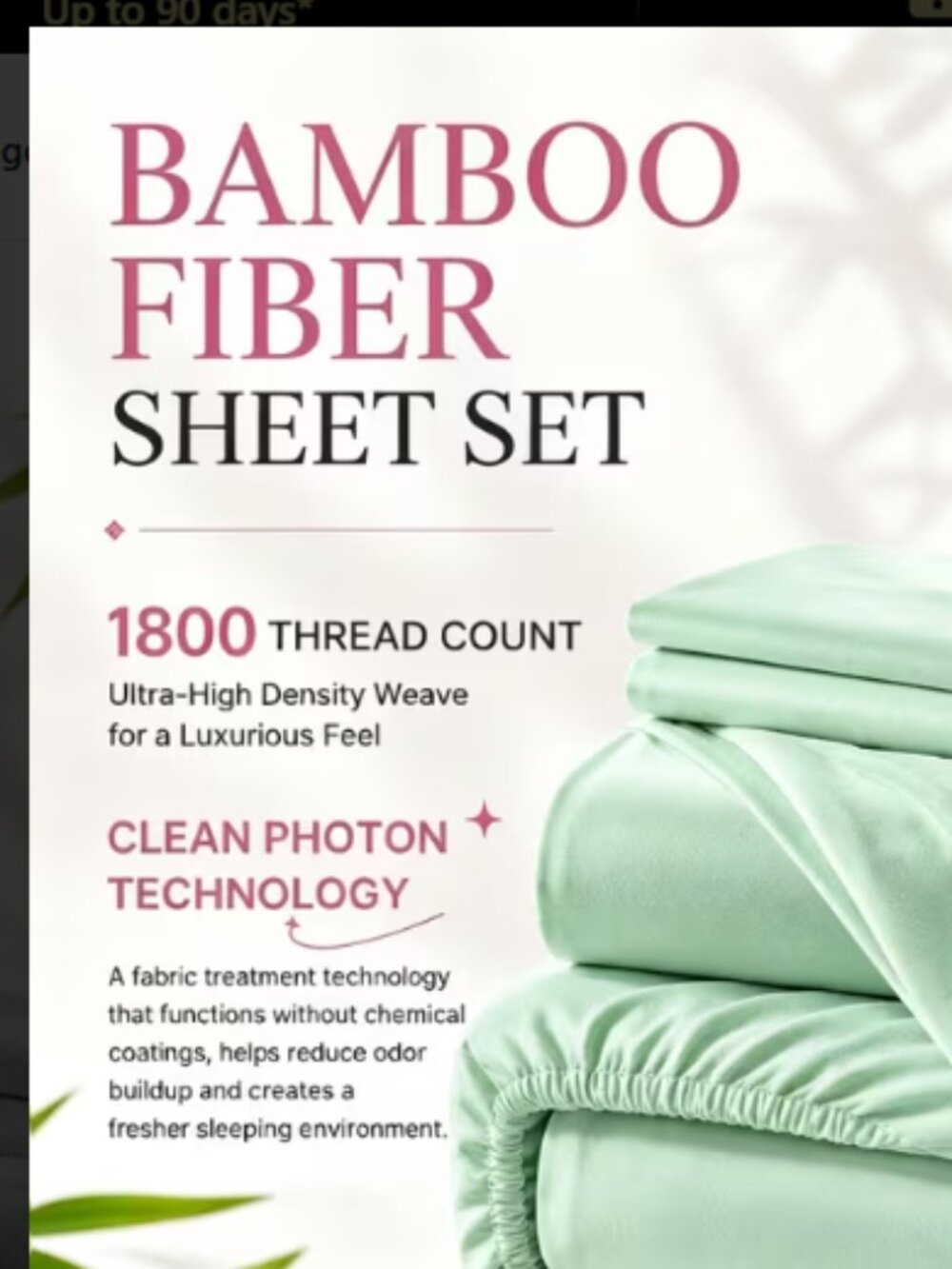 4pcs Bamboo Viscose Mattress Sheet Bundle - Deep Bed Sheets - Green Lake